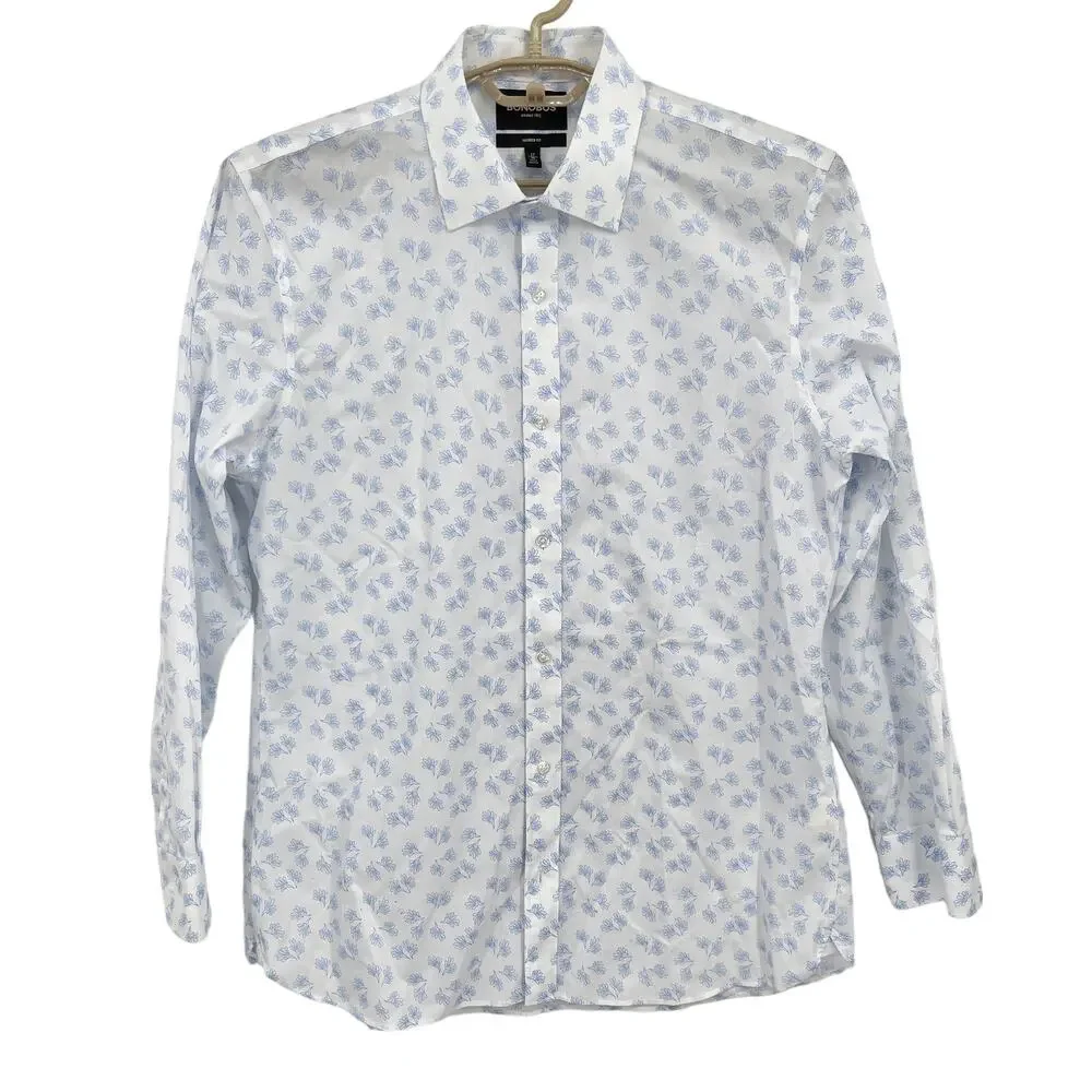 Bonobos Mens Button Down Shirt Tailored Fit Floral Wrinkle Free Size 17/35